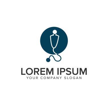 stetoskop logo tasarım kavramı şablonu