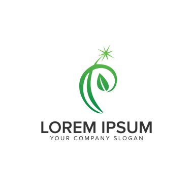 P harfi yaprak logo tasarım kavramı şablonu