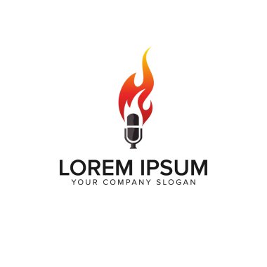 mikrofon ateş logo tasarım kavramı şablonu