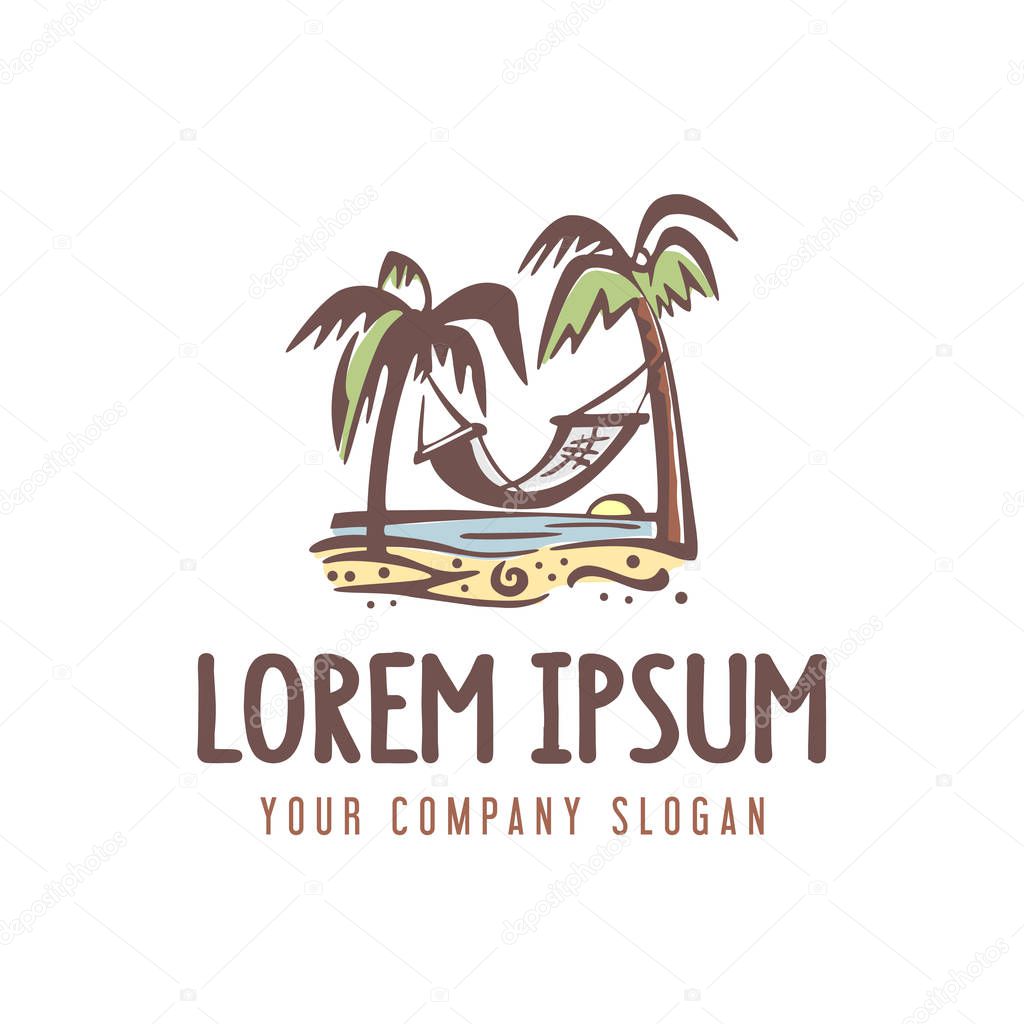 Summer vacation logo. retro style design concept template. fully editable vector
