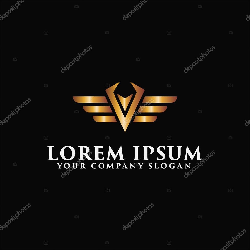 Letter V luxury wings logo design concept template. fully editable vector