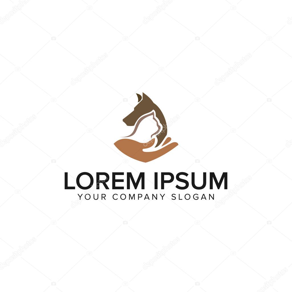 Pet care logo. dog cat design concept template . fully editable vector