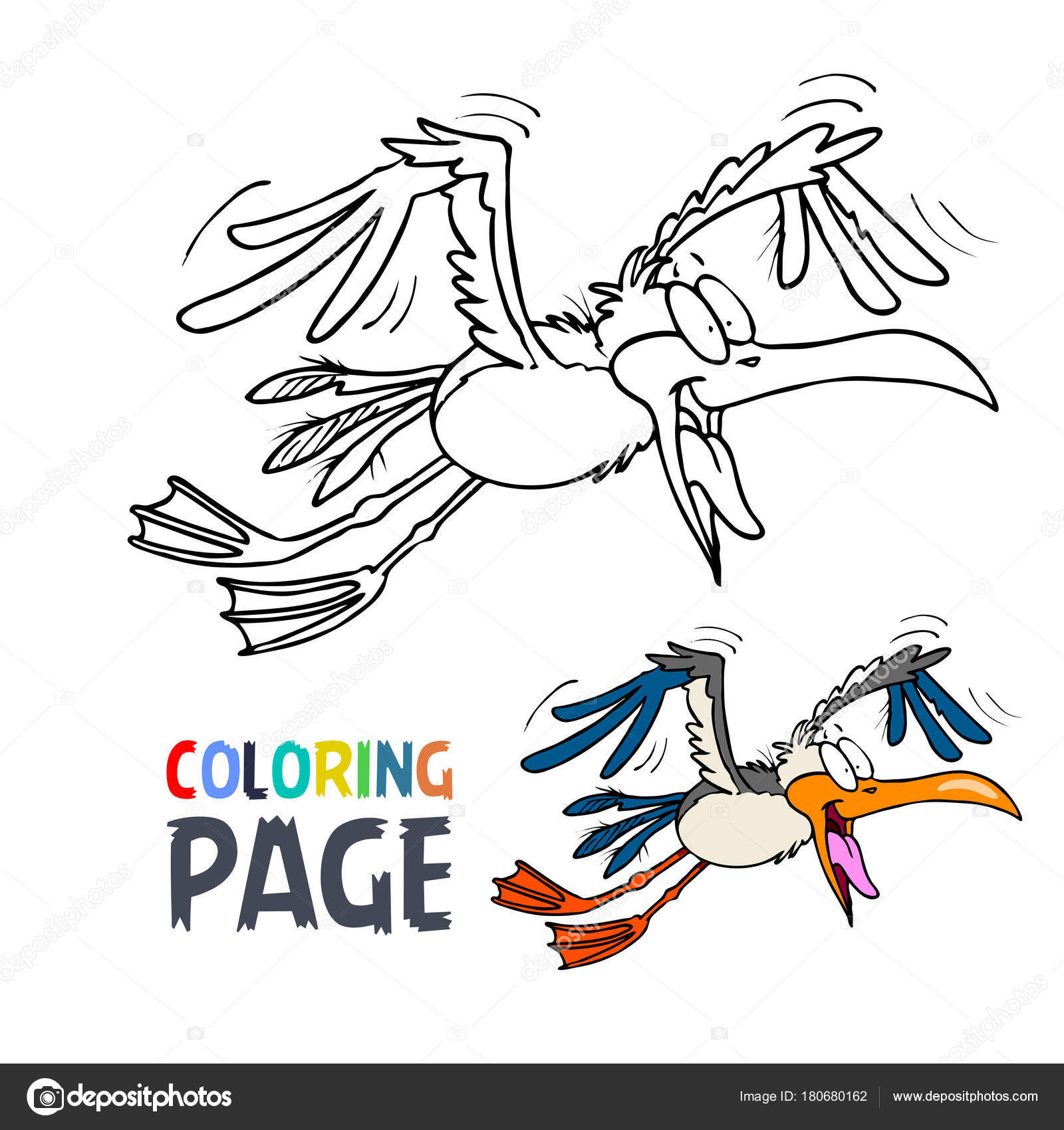 Caricature Doiseau Coloriage De Vol Image Vectorielle