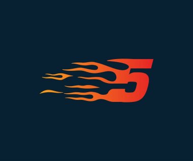 5 numaralı ateş etmek Logo. Hız yarış tasarım kavramı şablonu