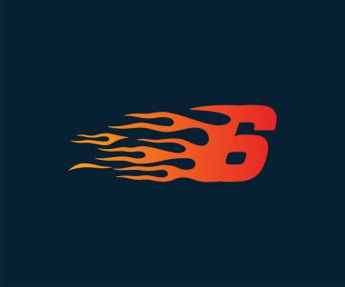 6 numaralı ateş etmek Logo. Hız yarış tasarım kavramı şablonu