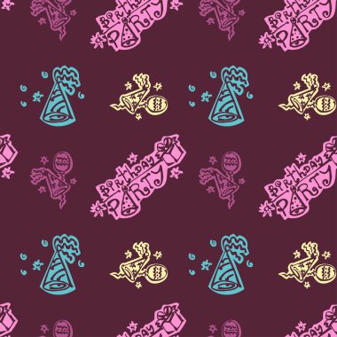 İyi ki doğdun el çizilmiş desen arka plan