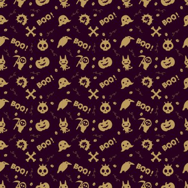 şirin halloween desen arka plan ile altın renk