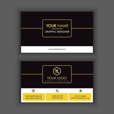 Modern yaratıcı ve temiz kartvizit şablonuyla Sarı çizgi rengi