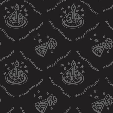 İyi ki doğdun el çizilmiş desen arka plan koyu renk ile 