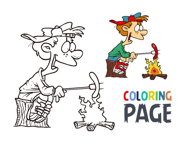 Gente y perros calientes página de dibujos animados para colorear — Archivo Imágenes Vectoriales