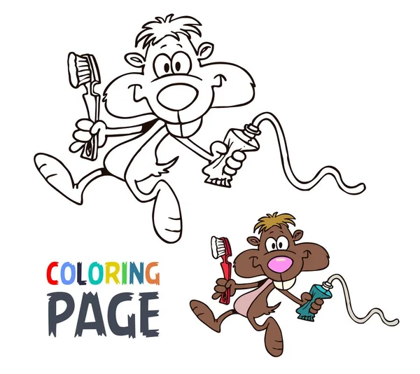 Ratón dibujos animados para colorear página — Archivo Imágenes Vectoriales