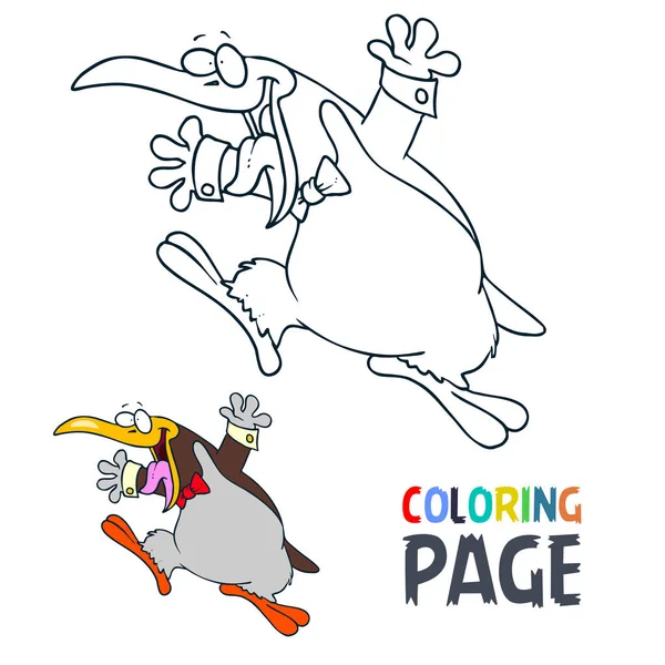 Página para colorear de dibujos animados pingüino — Vector de stock