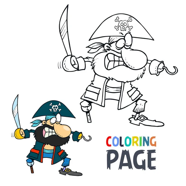 Página para colorear dibujos animados pirata — Vector de stock