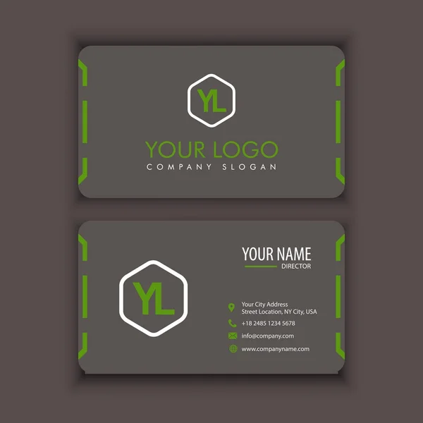 Modelo de cartão de visita criativo e limpo moderno vetorial com cor marrom verde — Vetor de Stock