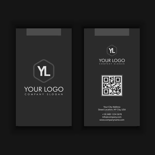 Modelo de cartão de visita moderno e limpo vertical com cor escura — Vetor de Stock