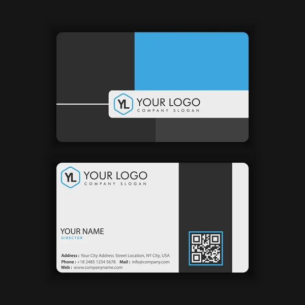 Modelo de cartão de visita criativo e limpo moderno vetorial com cor azul escura — Vetor de Stock