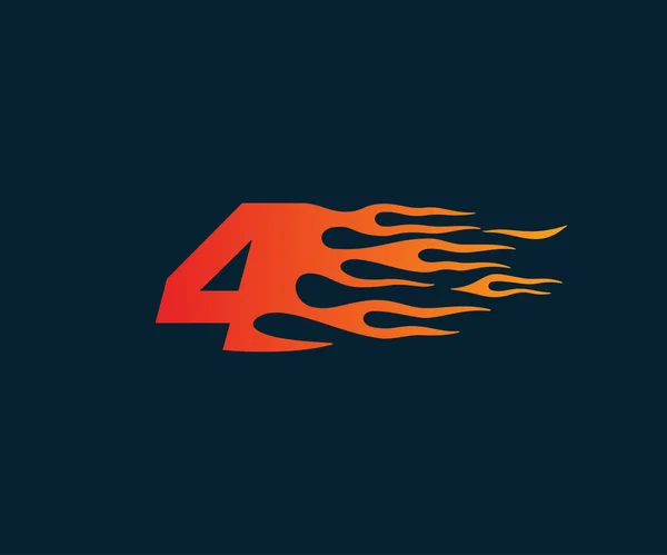4 번의 화재 불꽃 로고입니다. 속도 경주 디자인 개념 서식 파일 — 스톡 벡터