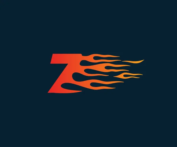 Logo de flamme de feu numéro7. modèle de concept de course de vitesse — Image vectorielle