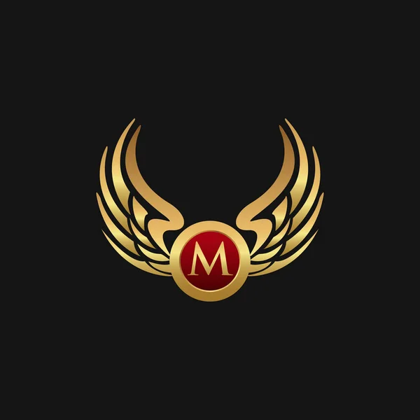 Luksusowy literę M godło skrzydło logo projekt koncepcji szablonu — Wektor stockowy