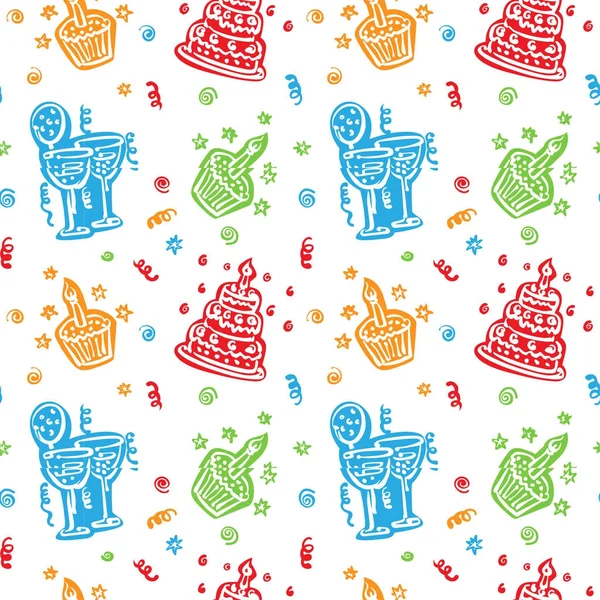 다채로운 생일 패턴 배경 — 스톡 벡터
