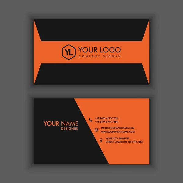Modern yaratıcı ve temiz kartvizit şablonuyla turuncu renk siyah — Stok Vektör