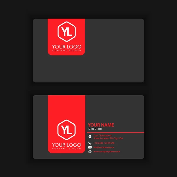Modelo moderno de cartão de visita criativo e limpo com blackc vermelho — Vetor de Stock