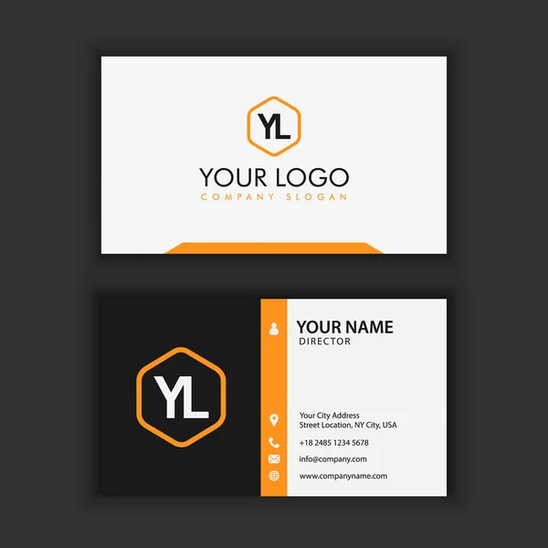 Modern Creative and Clean Business Card Template with orange black color — Stock Vector