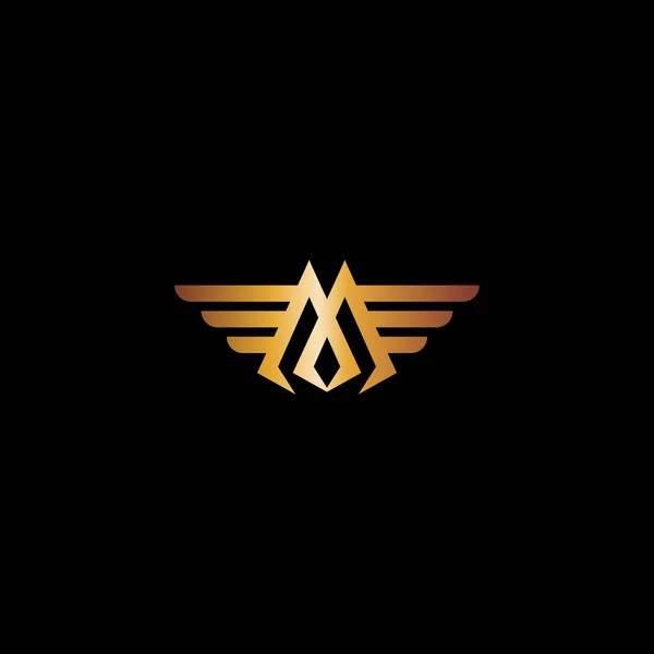 手紙 M 翼高級ロゴ — ストックベクタ
