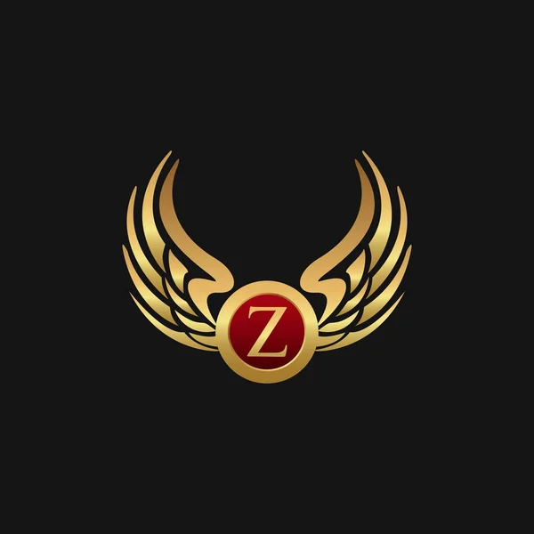 Modèle de conception de logo de luxe lettre Z emblème ailes — Image vectorielle