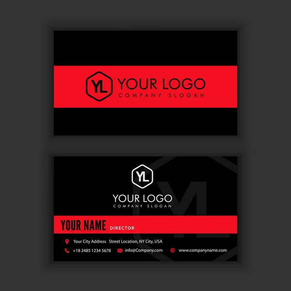 Modern Creative and Clean Business Card Template with red blac kcolor — Stock Vector