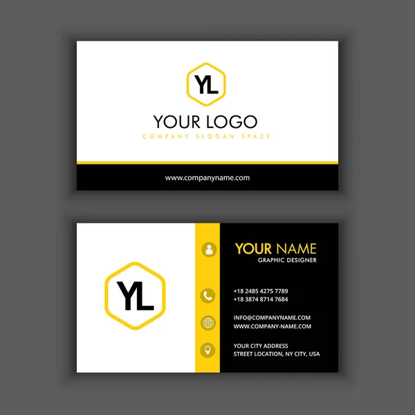 Modern Creative and Clean Business Card Template with yellow line color