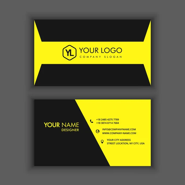 Μοντέρνο δημιουργικό και καθαρό πρότυπο επαγγελματική κάρτα με κίτρινη γραμμή χρώμα — Διανυσματικό Αρχείο