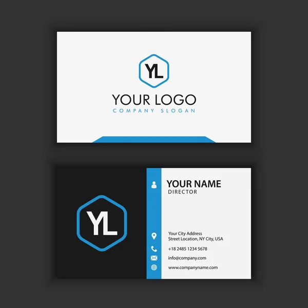 Modern Creative and Clean Business Card Template with blue dark color — Stock Vector