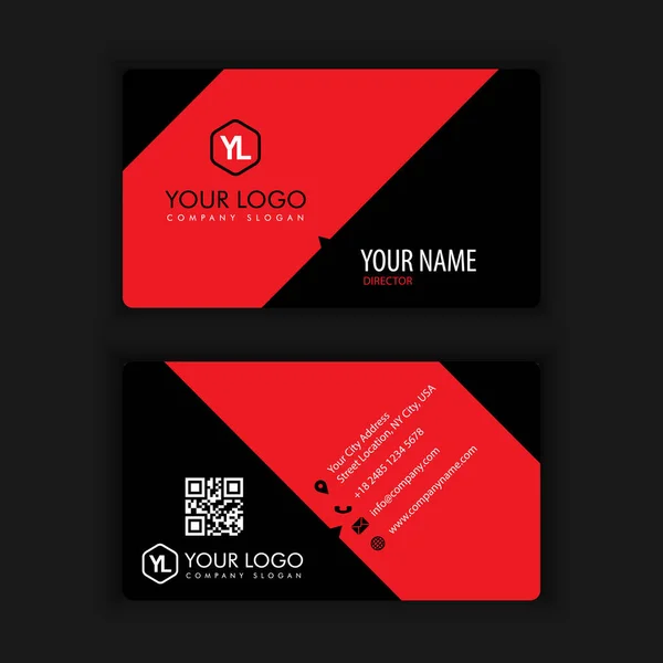 Modelo de cartão de visita moderno criativo e limpo com blac vermelho kcolor — Vetor de Stock