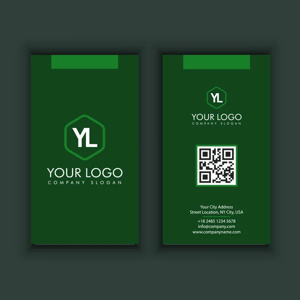 Modèle de carte de visite créatif moderne vertical et propre avec couleur verte — Image vectorielle