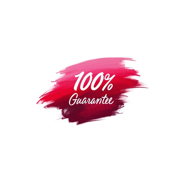 Frase escova de letras escrita à mão 100% de garantia com fundo aquarela —  Vetores de Stock