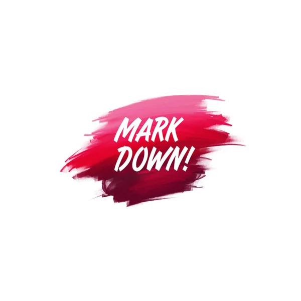 Написанная от руки фраза кисть Mark Down с акварельным фоном — стоковый вектор