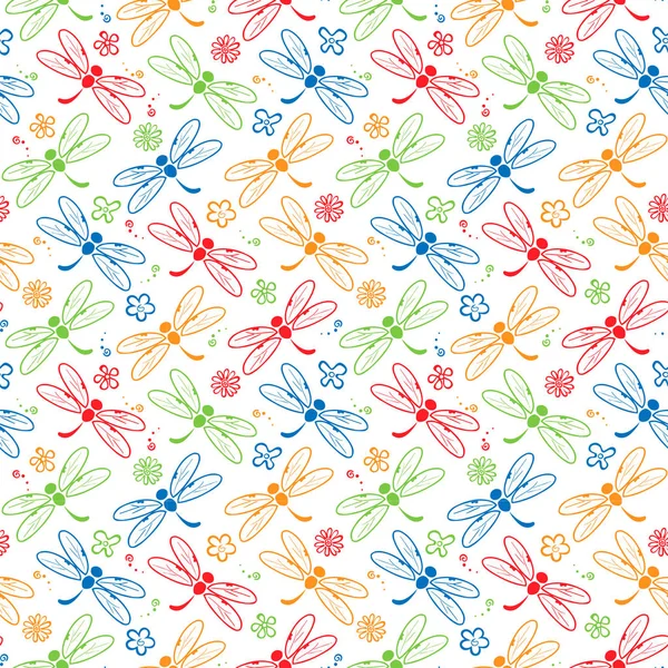 Dragonfly colorful pattern background — Stock Vector
