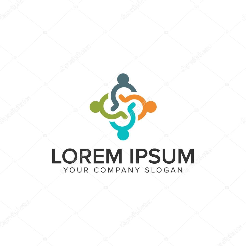 People Business and Consulting logo. teamwork logo design concept template. fully editable vector