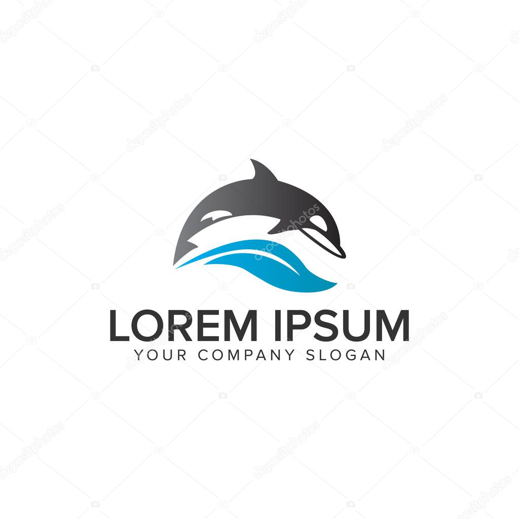 Dolphin Logo design concept template. fully editable vector