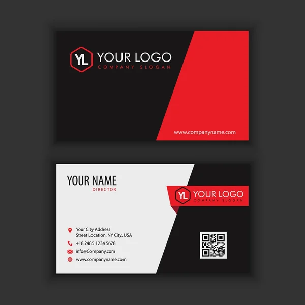 Modern Creative and Clean Business Card Template with red black color — Stock Vector