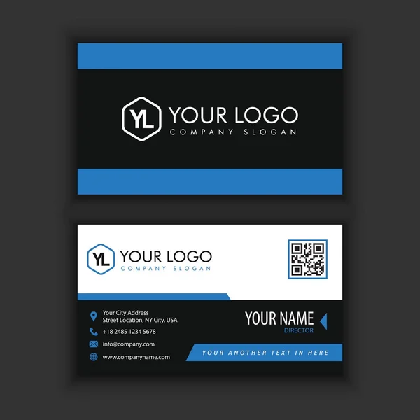 Современный Creative and Clean Business Card Template with blue black — стоковый вектор