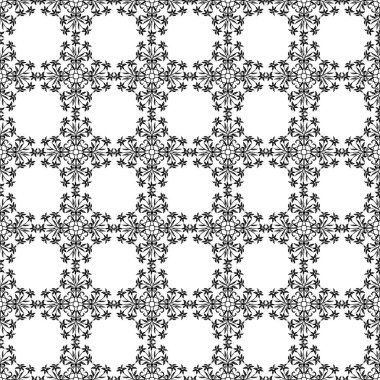 Vektör seamless modeli. Siyah ve beyaz Stylized çiçek ornamen