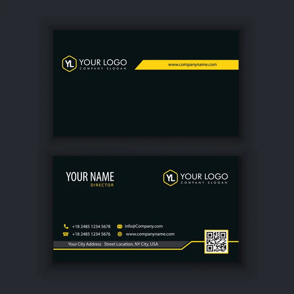 Μοντέρνο δημιουργικό και καθαρό πρότυπο επαγγελματική κάρτα με κίτρινη γραμμή χρώμα — Διανυσματικό Αρχείο