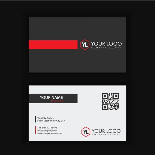 Modern kreatív és tiszta névjegykártya sablon piros-fekete szín — Stock Vector