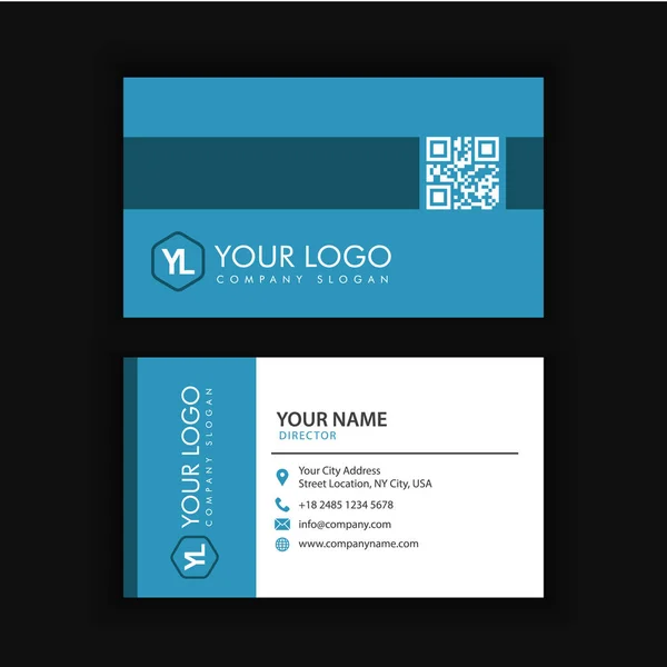 Modern Creative and Clean Business Card Template with blue dark color