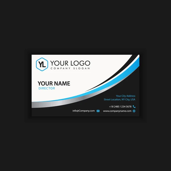 Modelo de cartão de visita moderno criativo e limpo com cor azul escura — Vetor de Stock