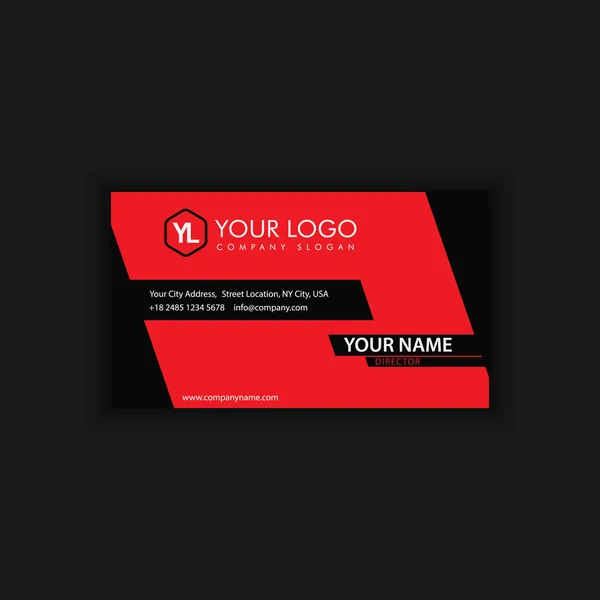 Plantilla de tarjeta de visita moderna creativa y limpia con color rojo negro — Vector de stock