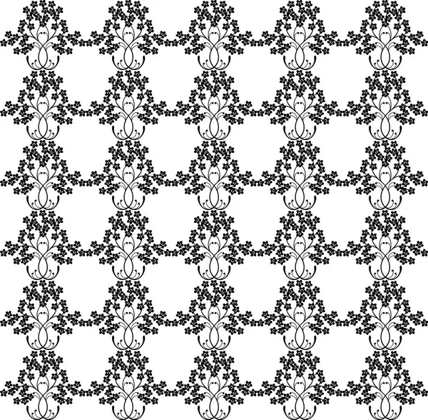 Vector naadloze patroon. Zwart-wit gestileerd bloemen ornamen — Stockvector