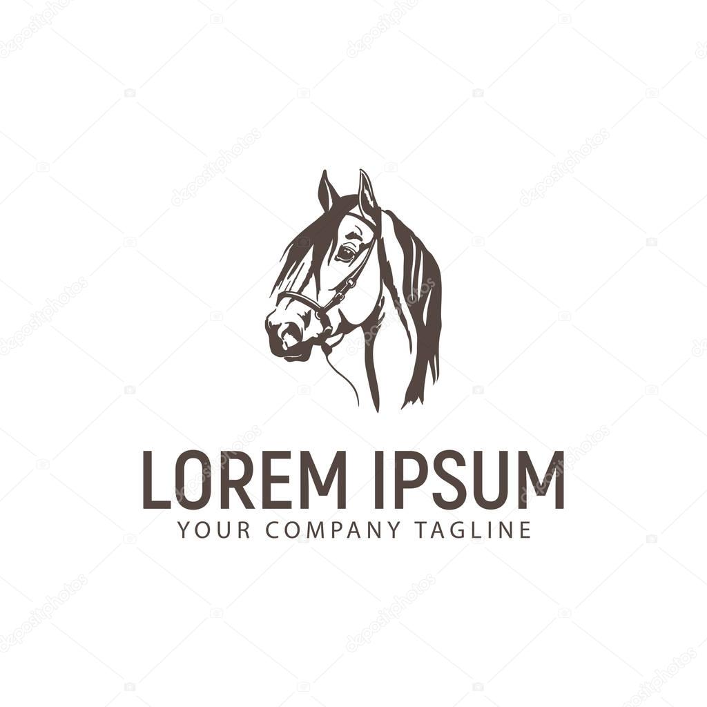 Head horse logo. vintage design concept template. Fully editable vector.